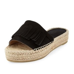 Andre Assous | Sammy Fringe Suede Black Espadrille Sandal Size 8 Women's 38